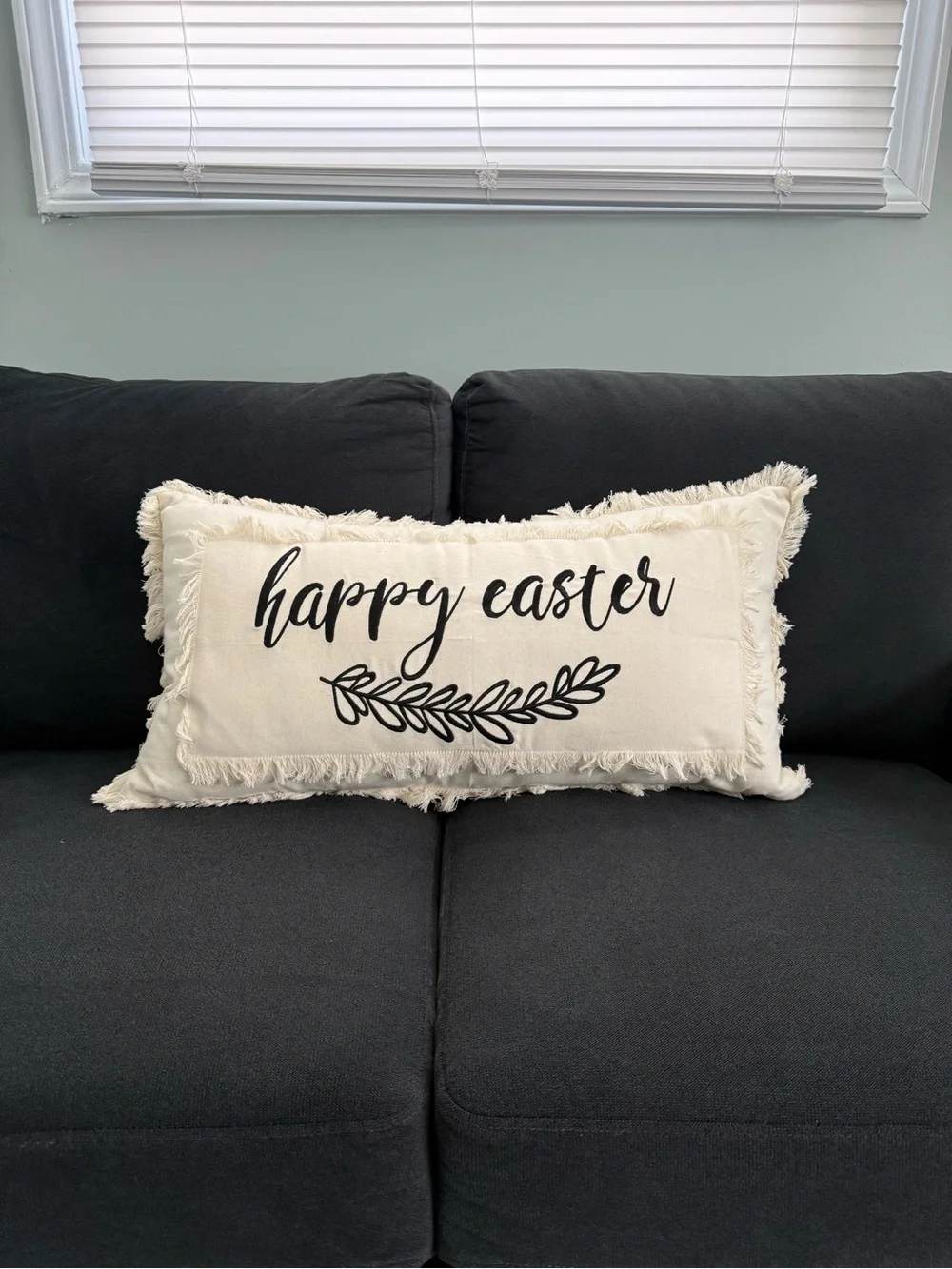 Cream Easter Fringe Pillow